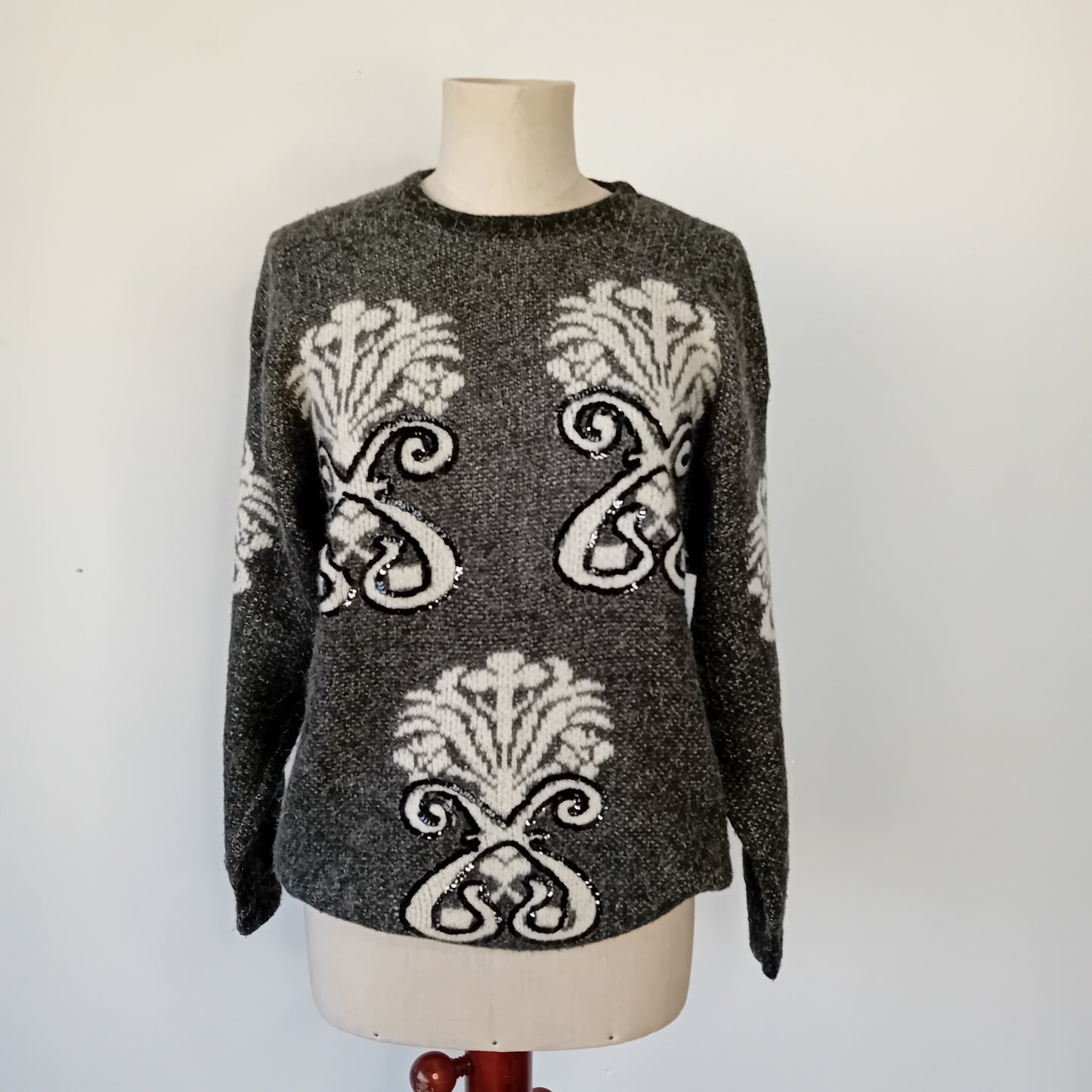 Maglione vintage grey and white