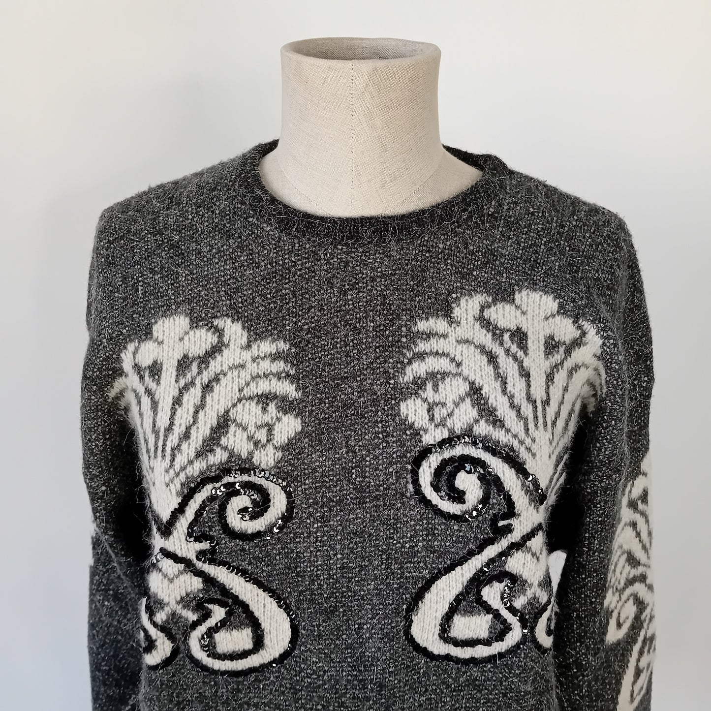 Maglione vintage grey and white