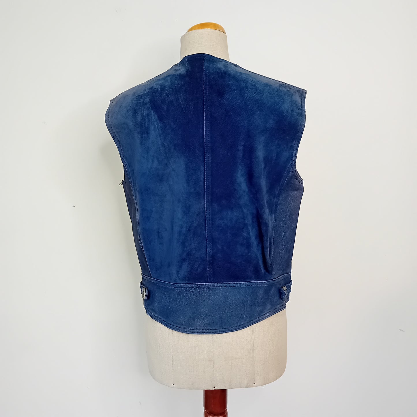 Gilet vintage in pelle blu