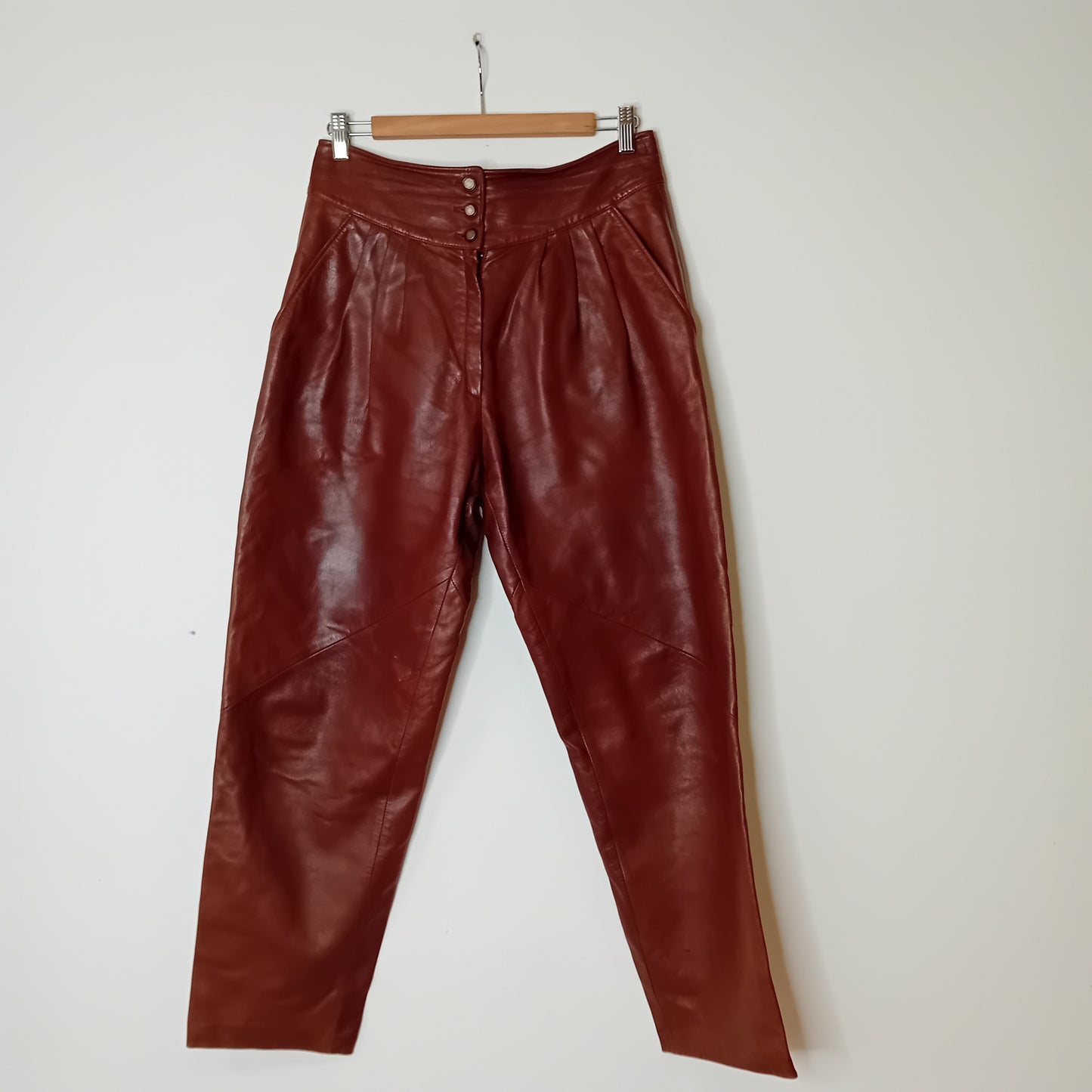 Pantalone vintage in pelle marrone