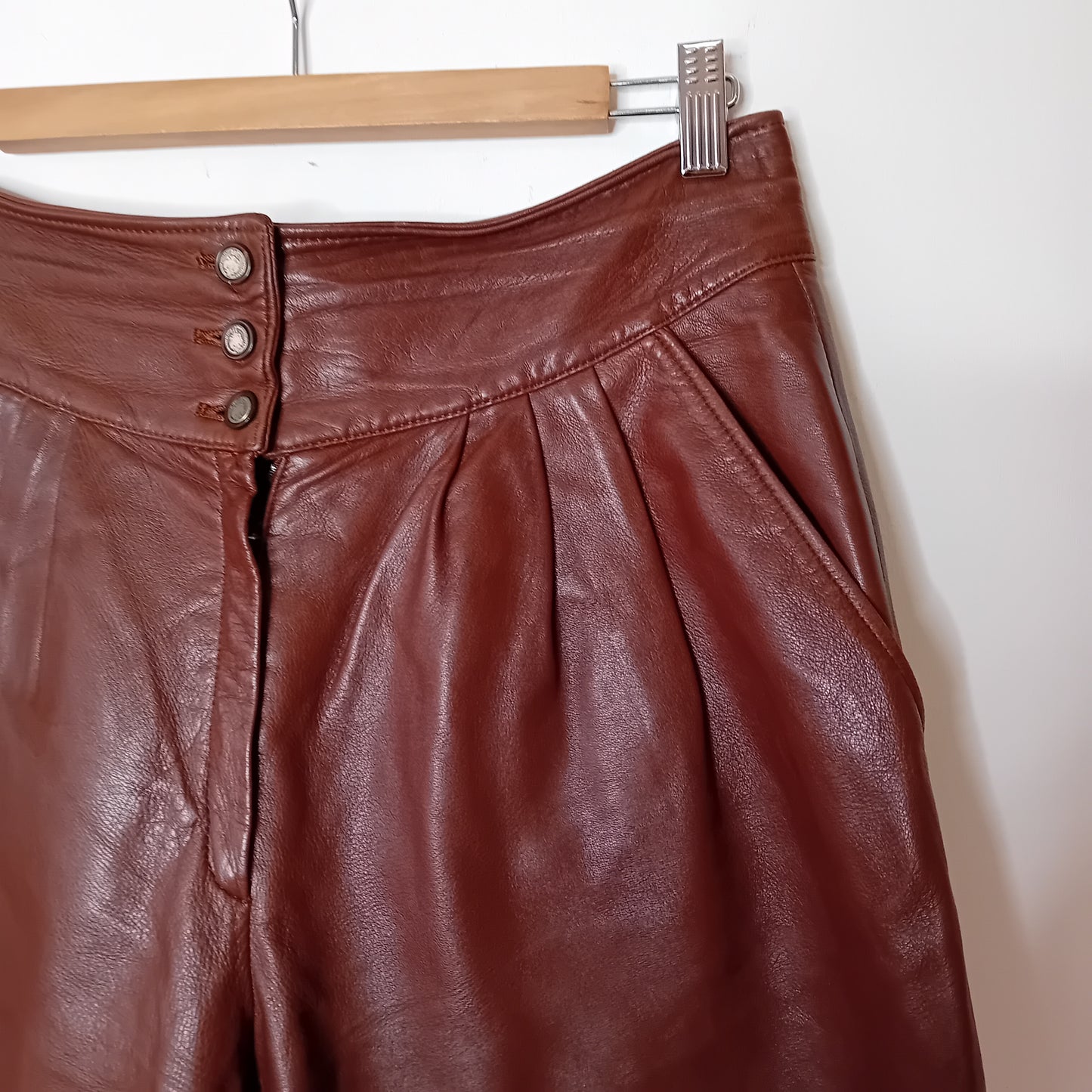 Pantalone vintage in pelle marrone