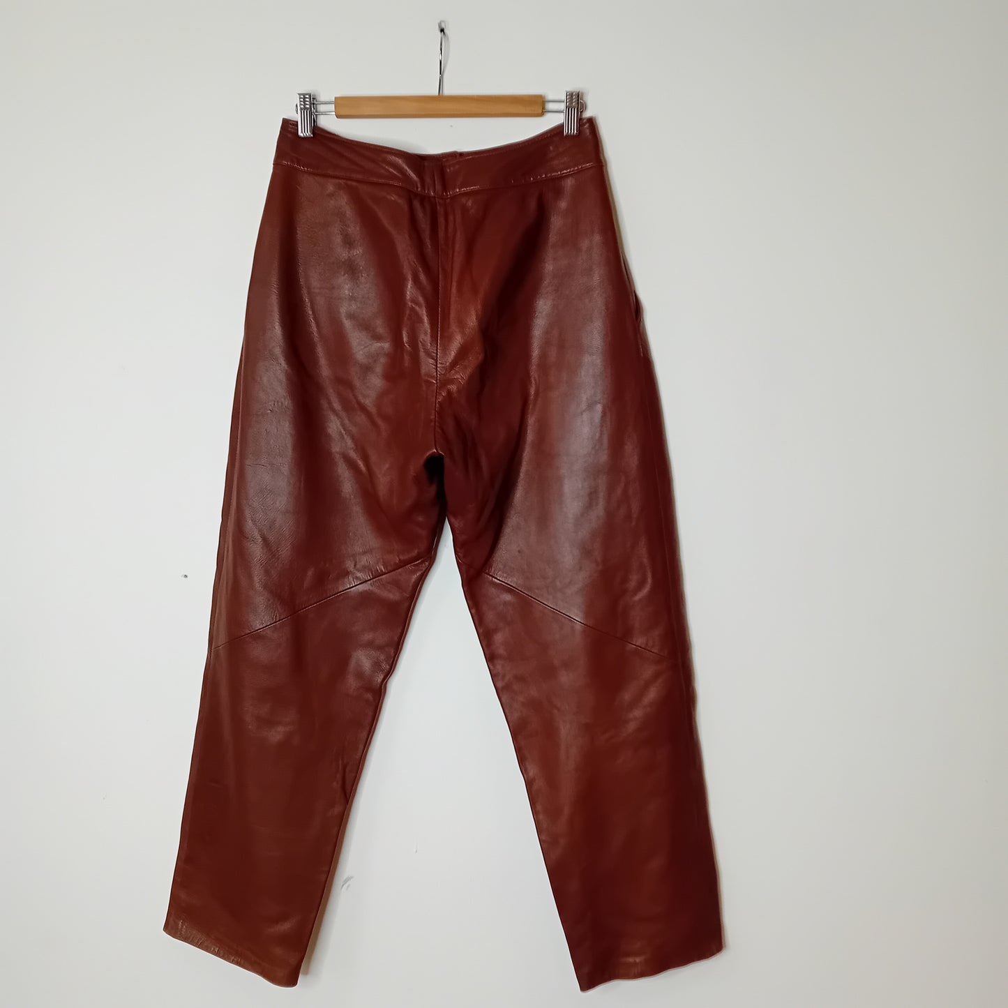 Pantalone vintage in pelle marrone