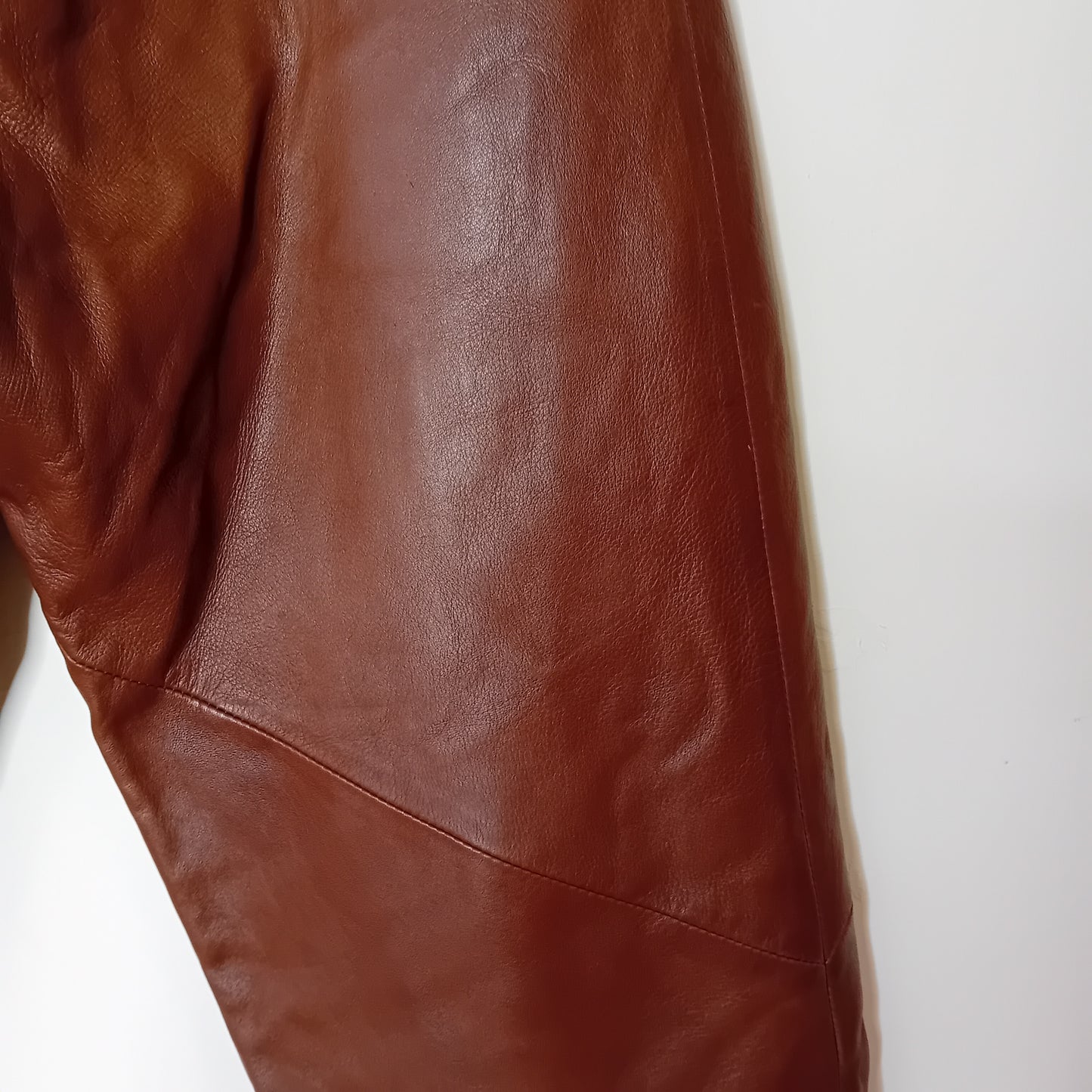 Pantalone vintage in pelle marrone