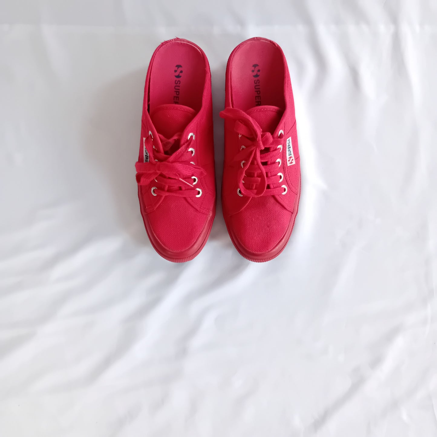 Superga red mules