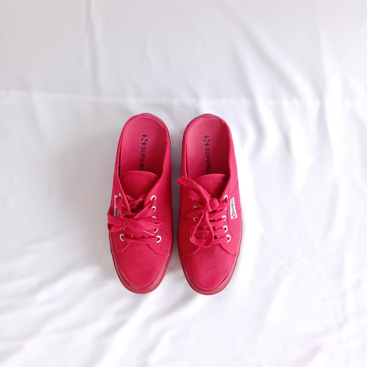 Superga red mules