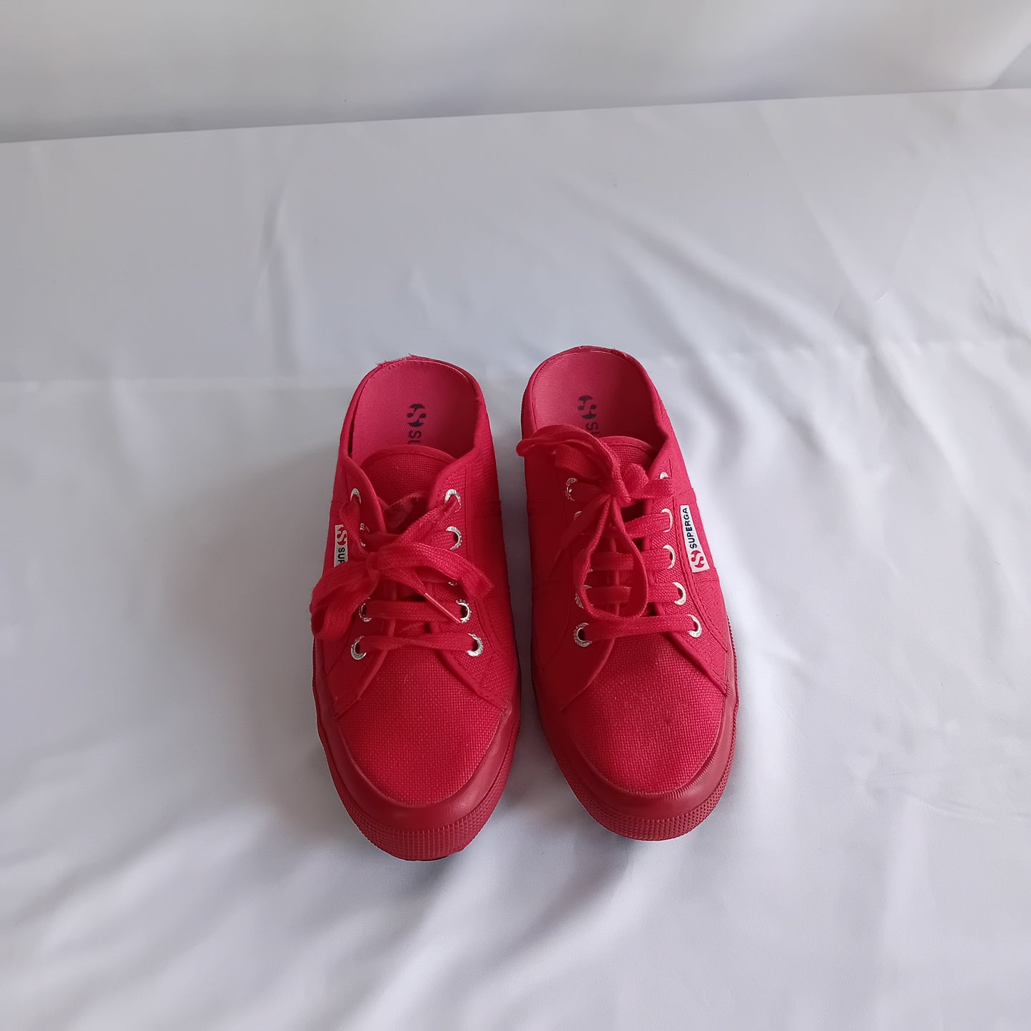 Superga red mules