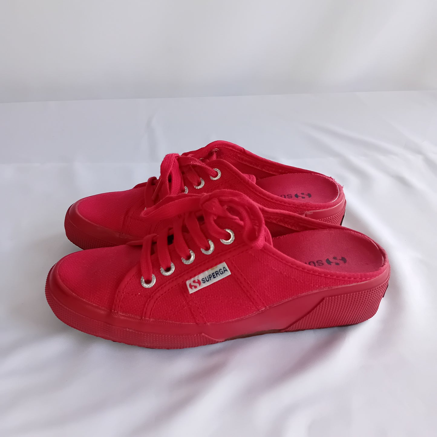 Superga red mules