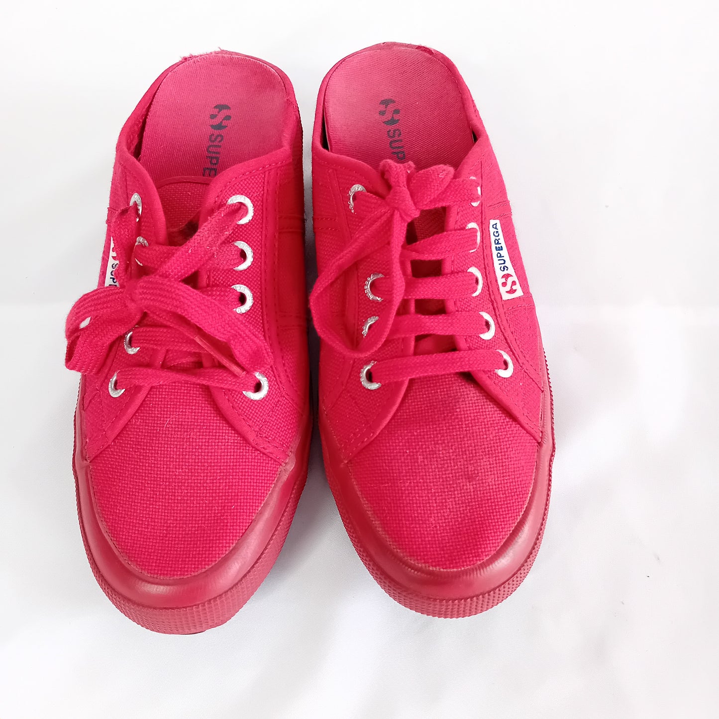 Superga red mules
