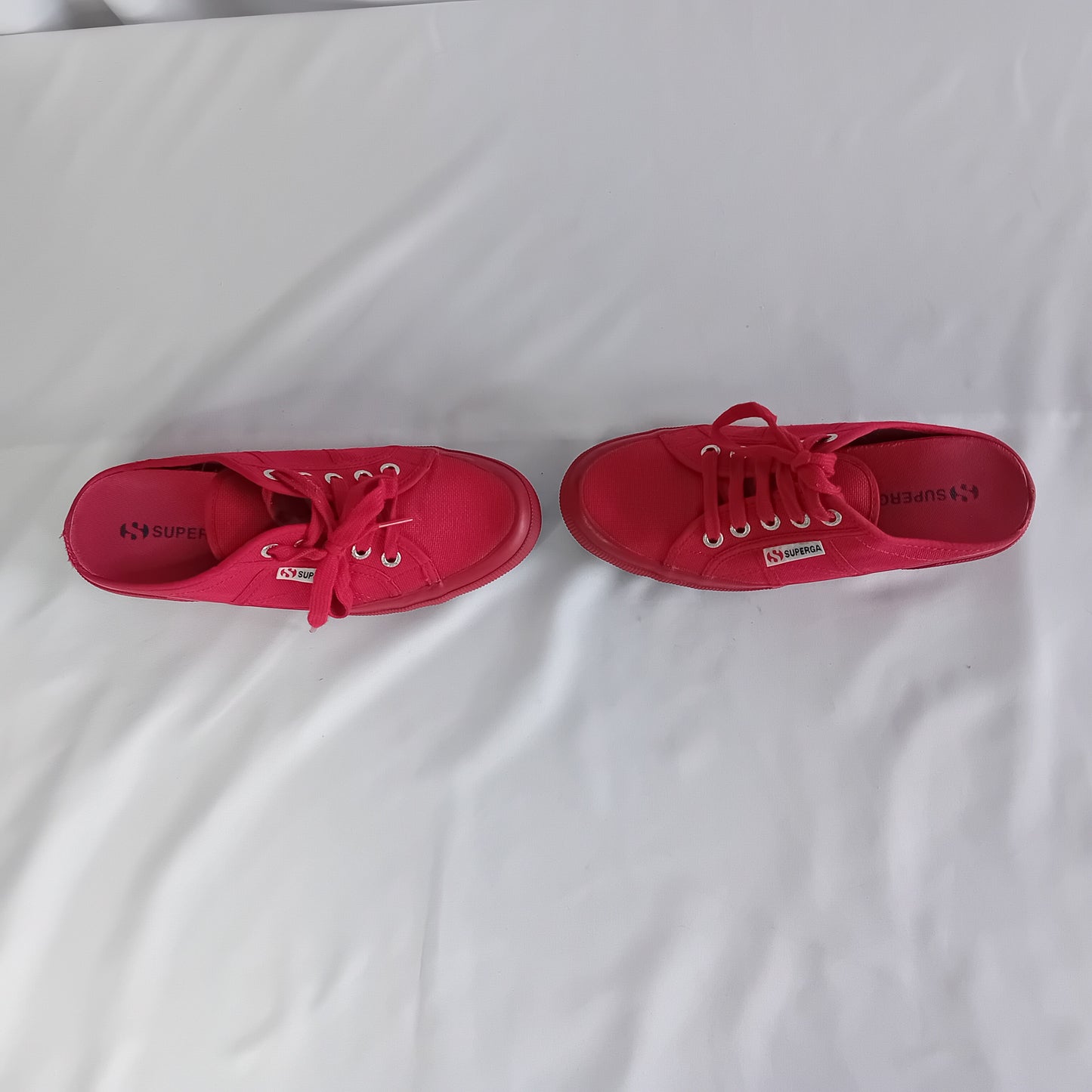 Superga red mules