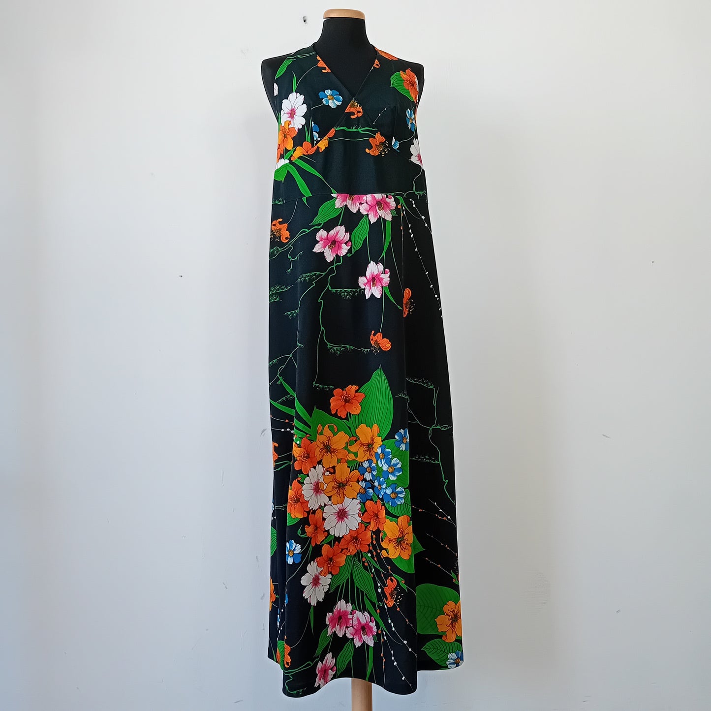 Black flower long dress