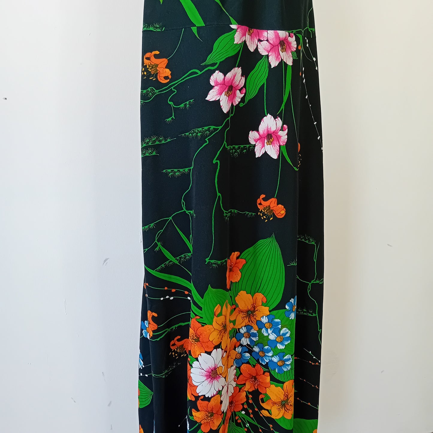 Black flower long dress