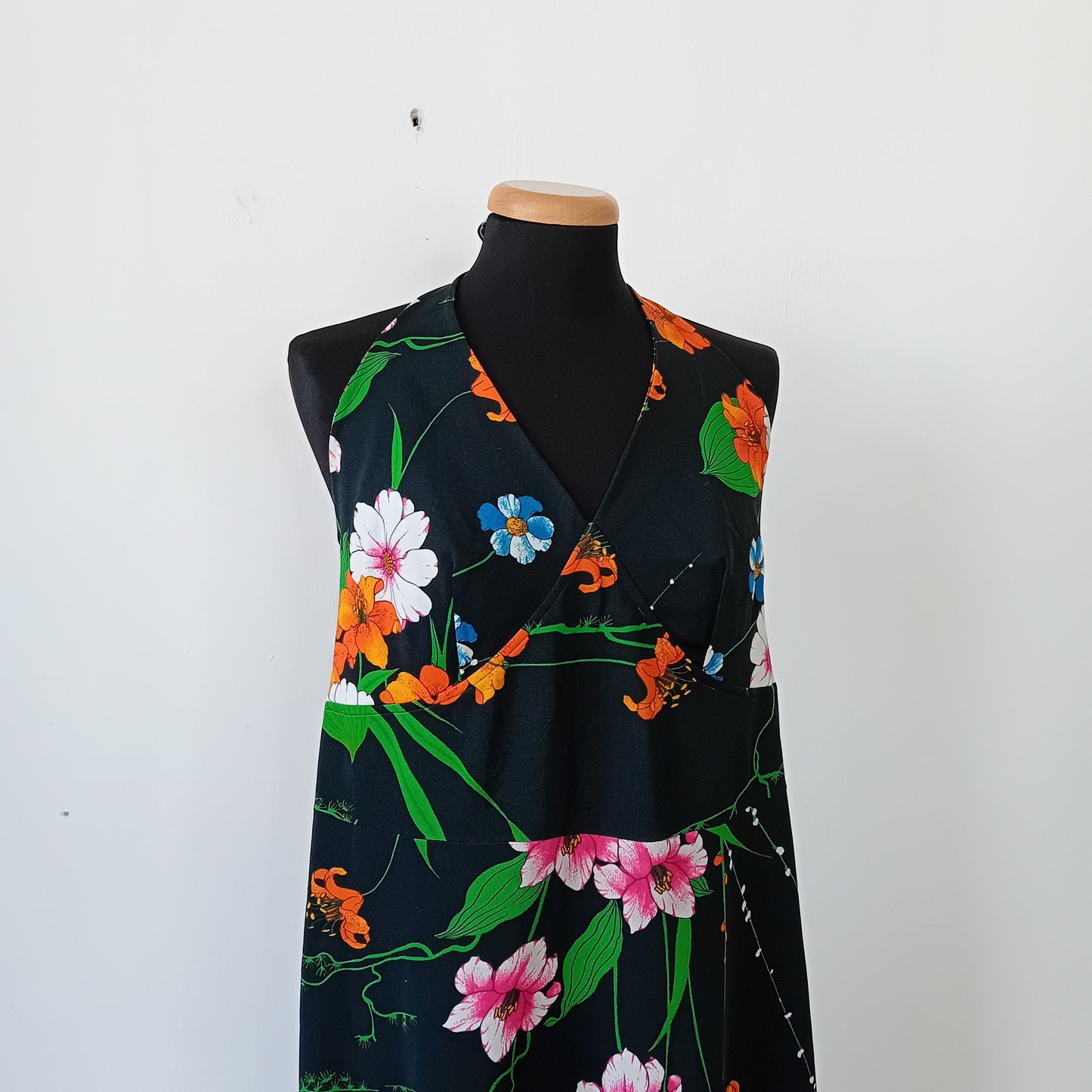 Black flower long dress