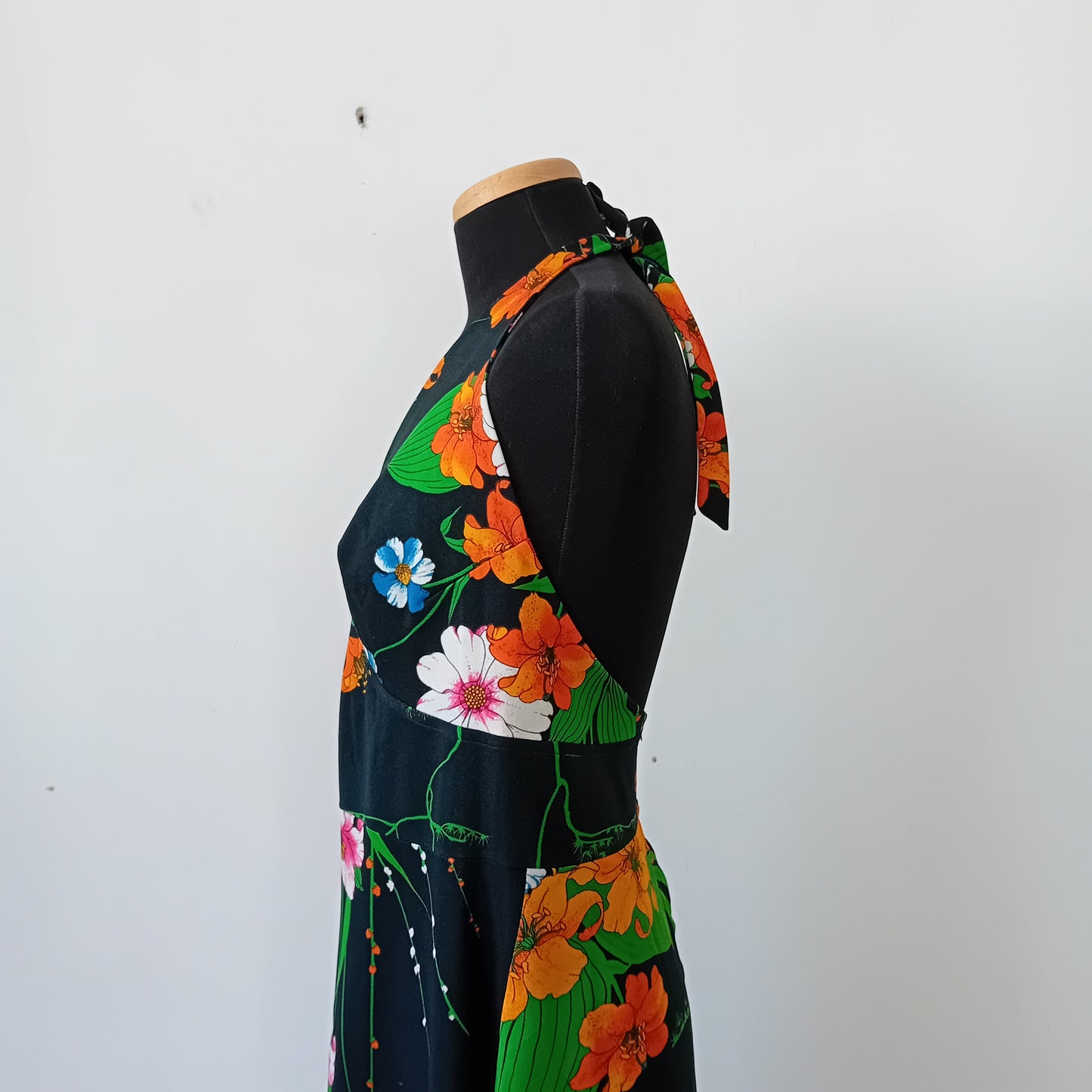 Black flower long dress