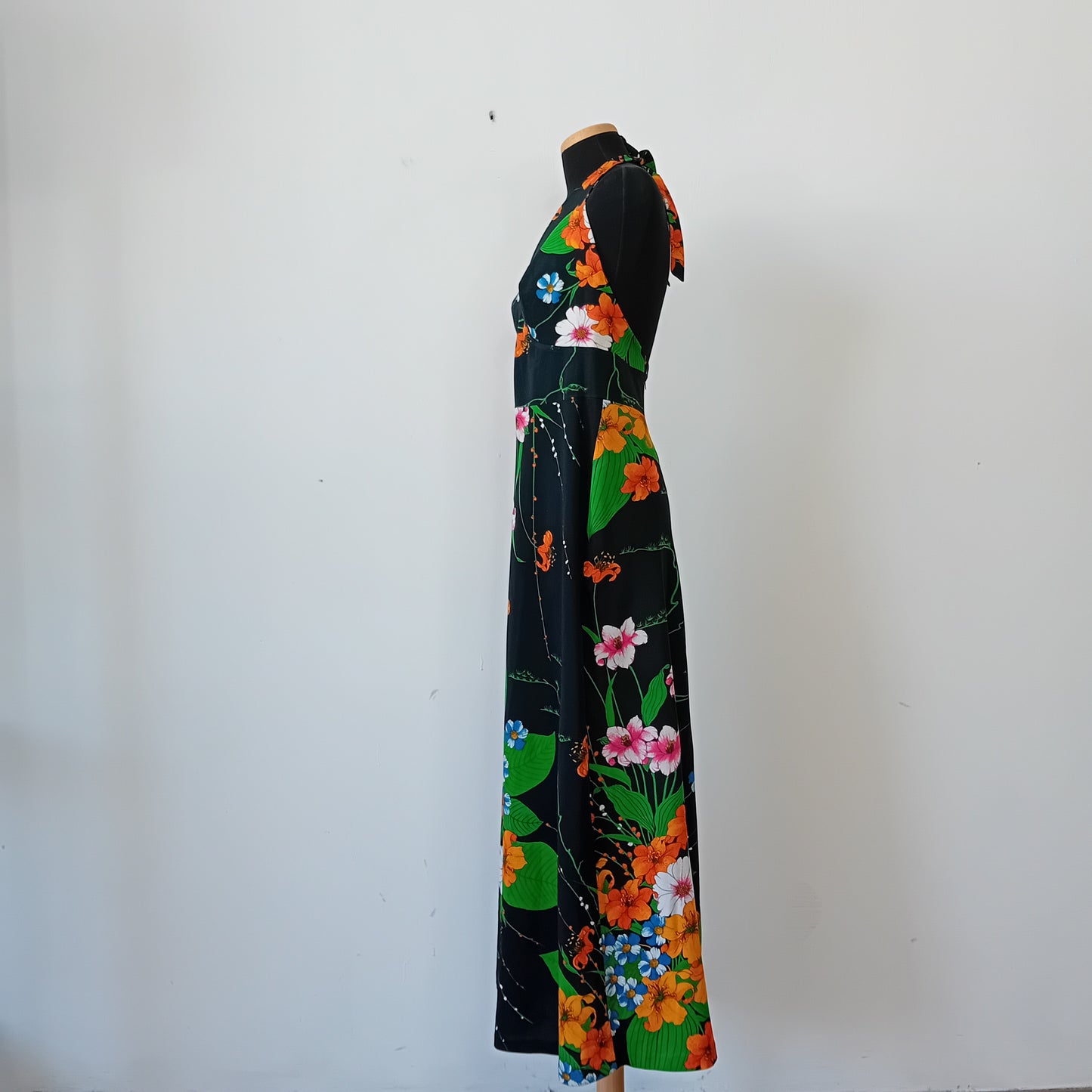 Black flower long dress