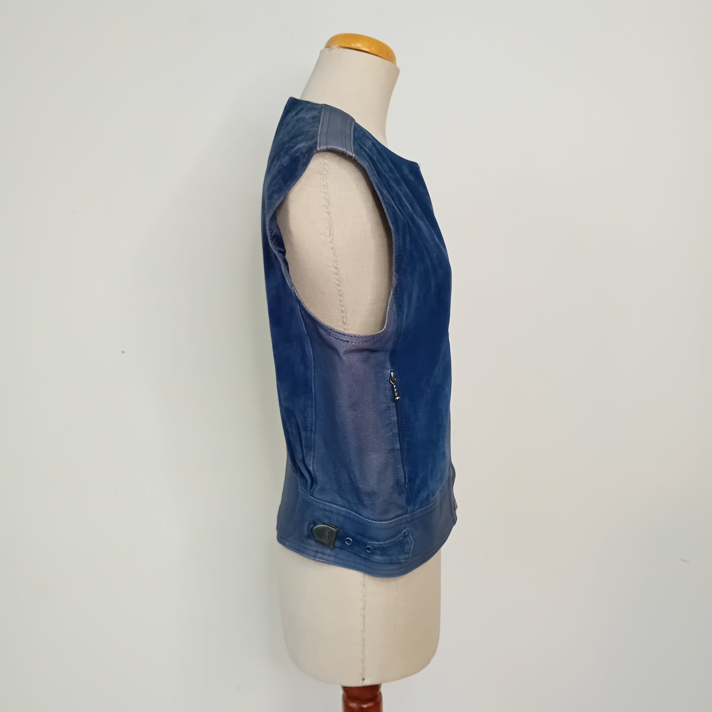 Gilet vintage in pelle blu