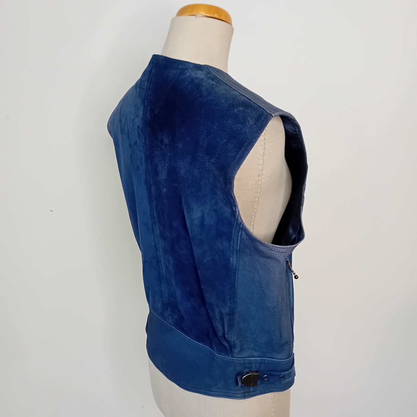 Gilet vintage in pelle blu