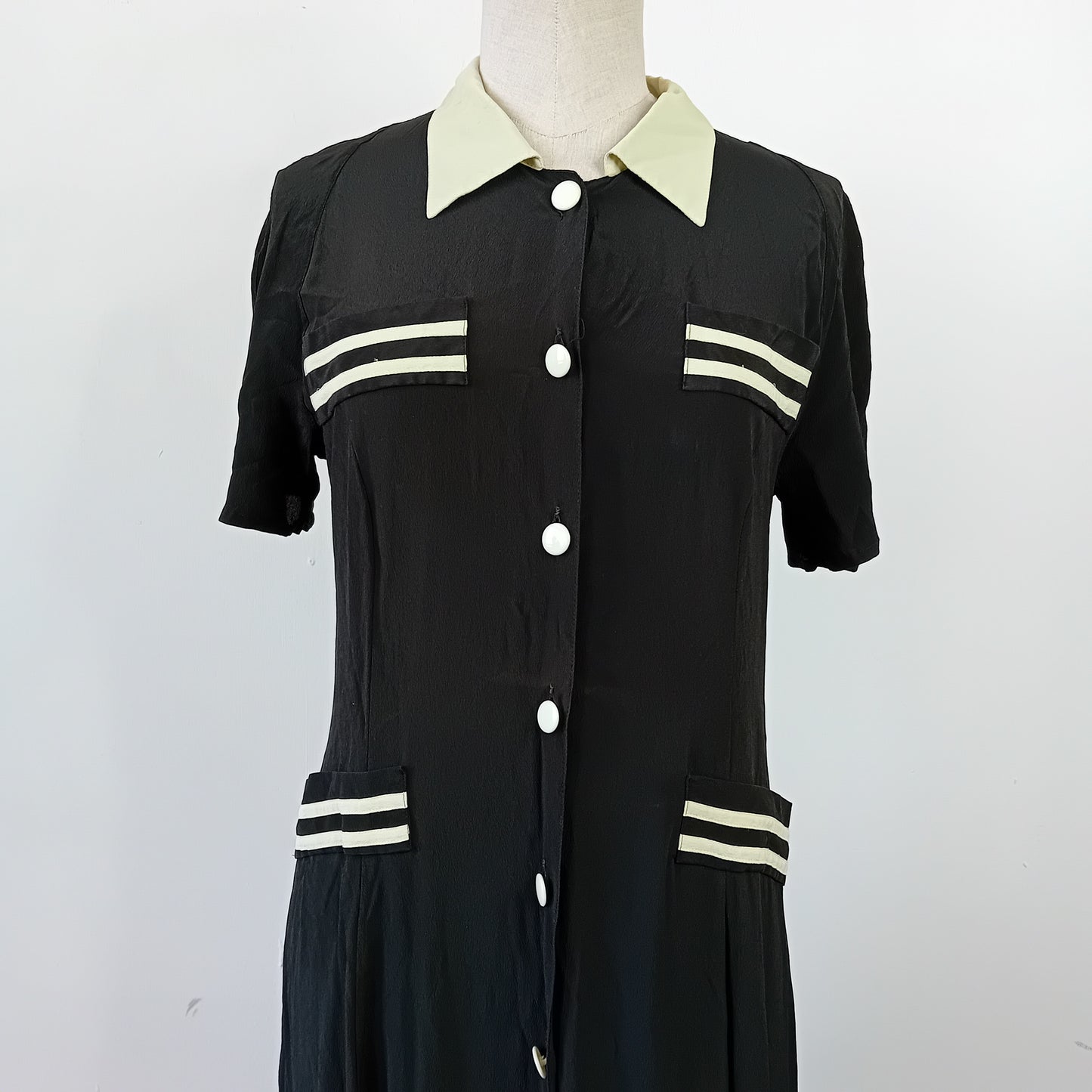Estela long black silk dress