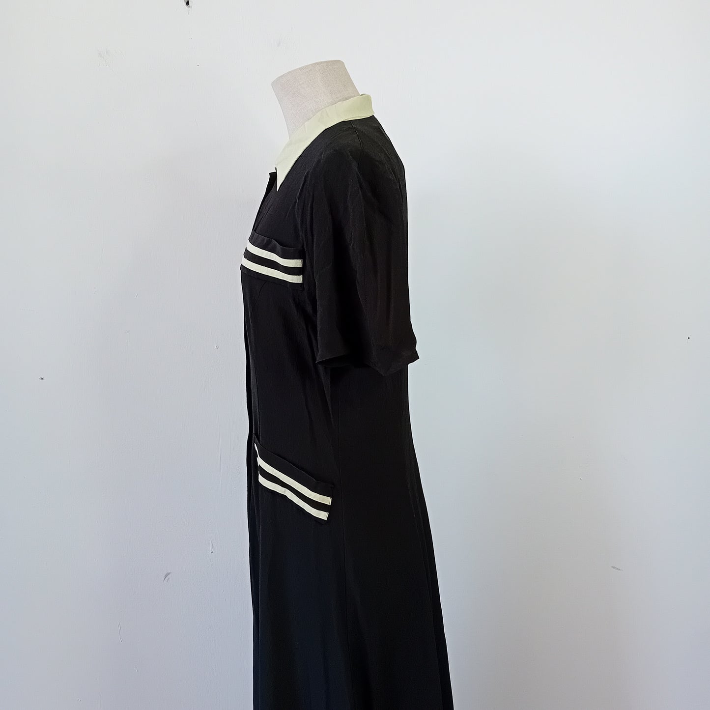 Estela long black silk dress