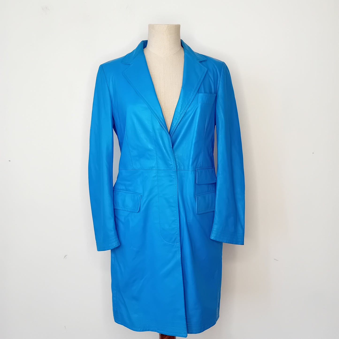 Trench in pelle blu ALBERTO BIANI