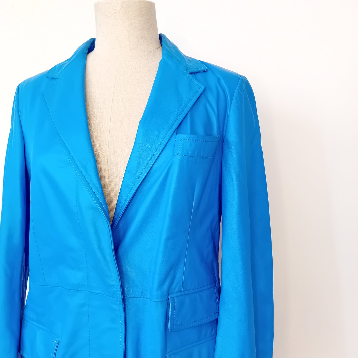 Trench in pelle blu ALBERTO BIANI