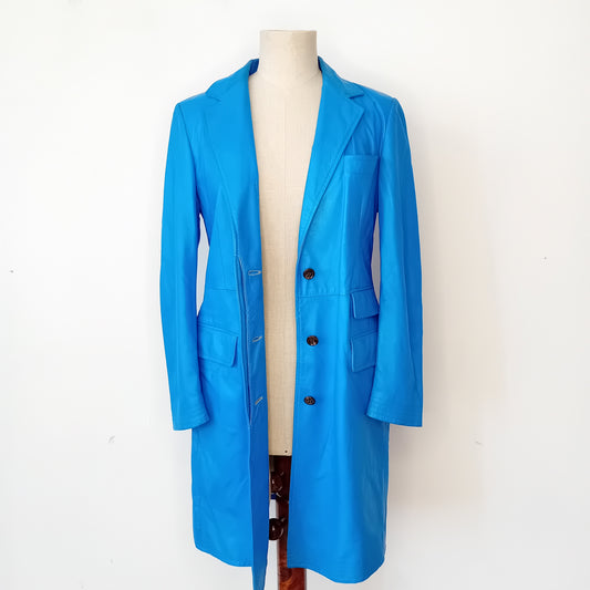 Trench in pelle blu ALBERTO BIANI