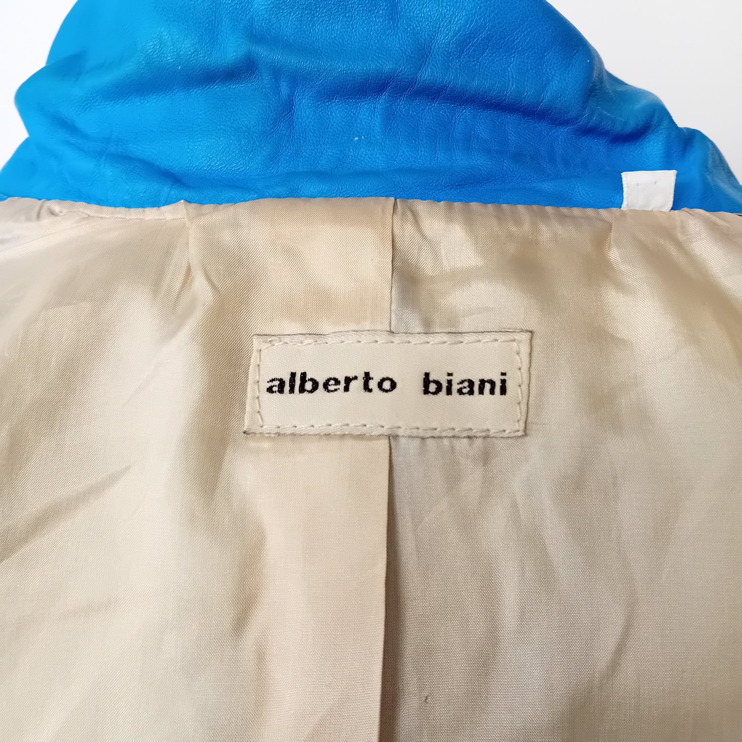 Trench in pelle blu ALBERTO BIANI