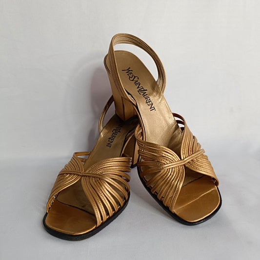 Yves Saint Laurent gold sandals
